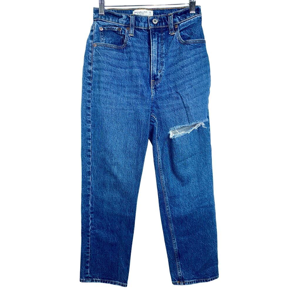 Abercrombie & Fitch Curve Love 90s Straight Ultra High Rise Blue Jeans Size 26 2